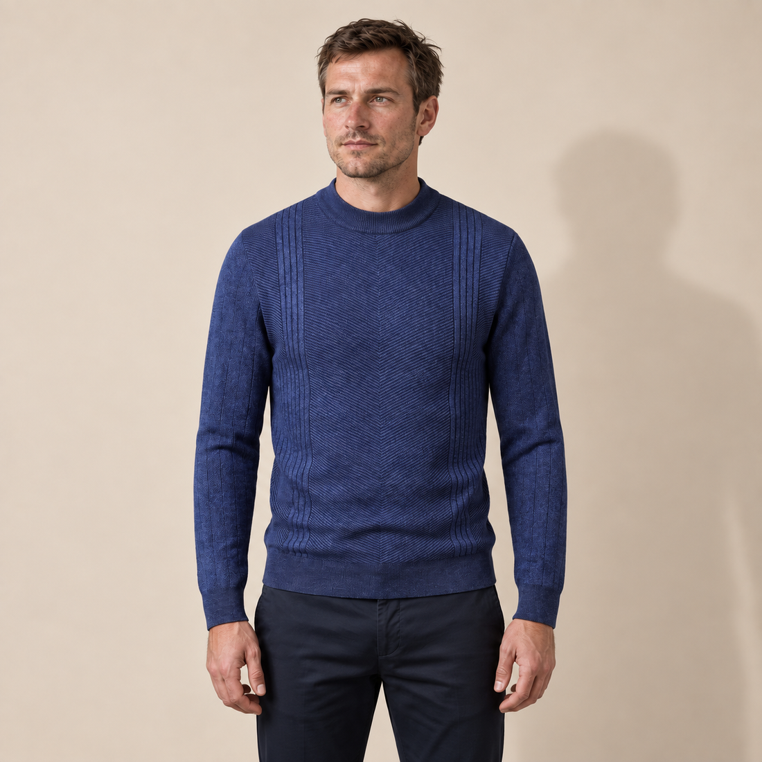 Men's Chevron Ribbed Crew Neck Sweater