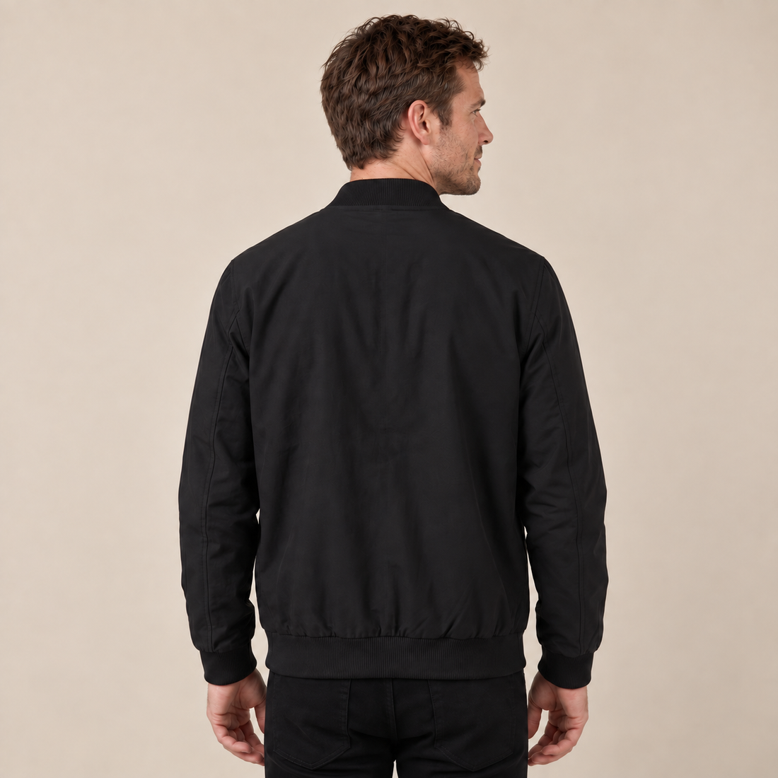 Men's Classic Polyester Zip Bomber Jacket