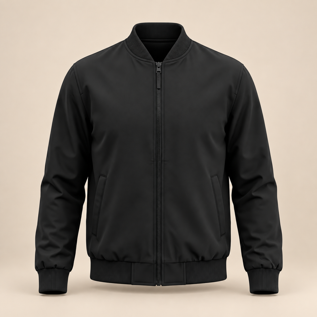 Men's Classic Polyester Zip Bomber Jacket
