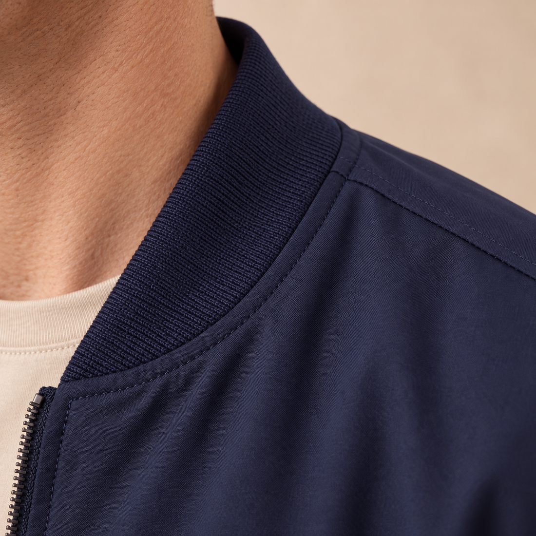 Men's Classic Polyester Zip Bomber Jacket