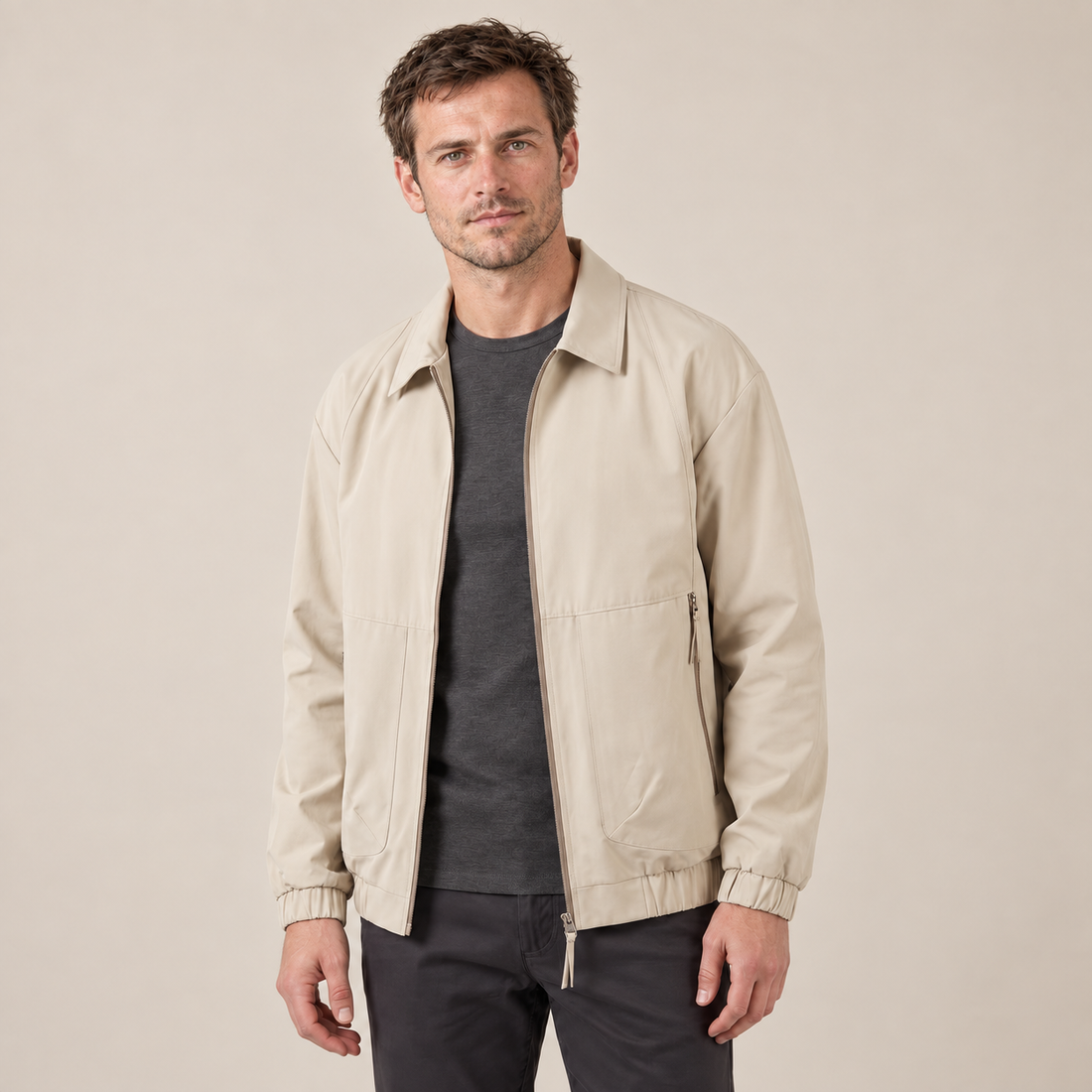 Men's Collared Zip-Through Casual Jacket