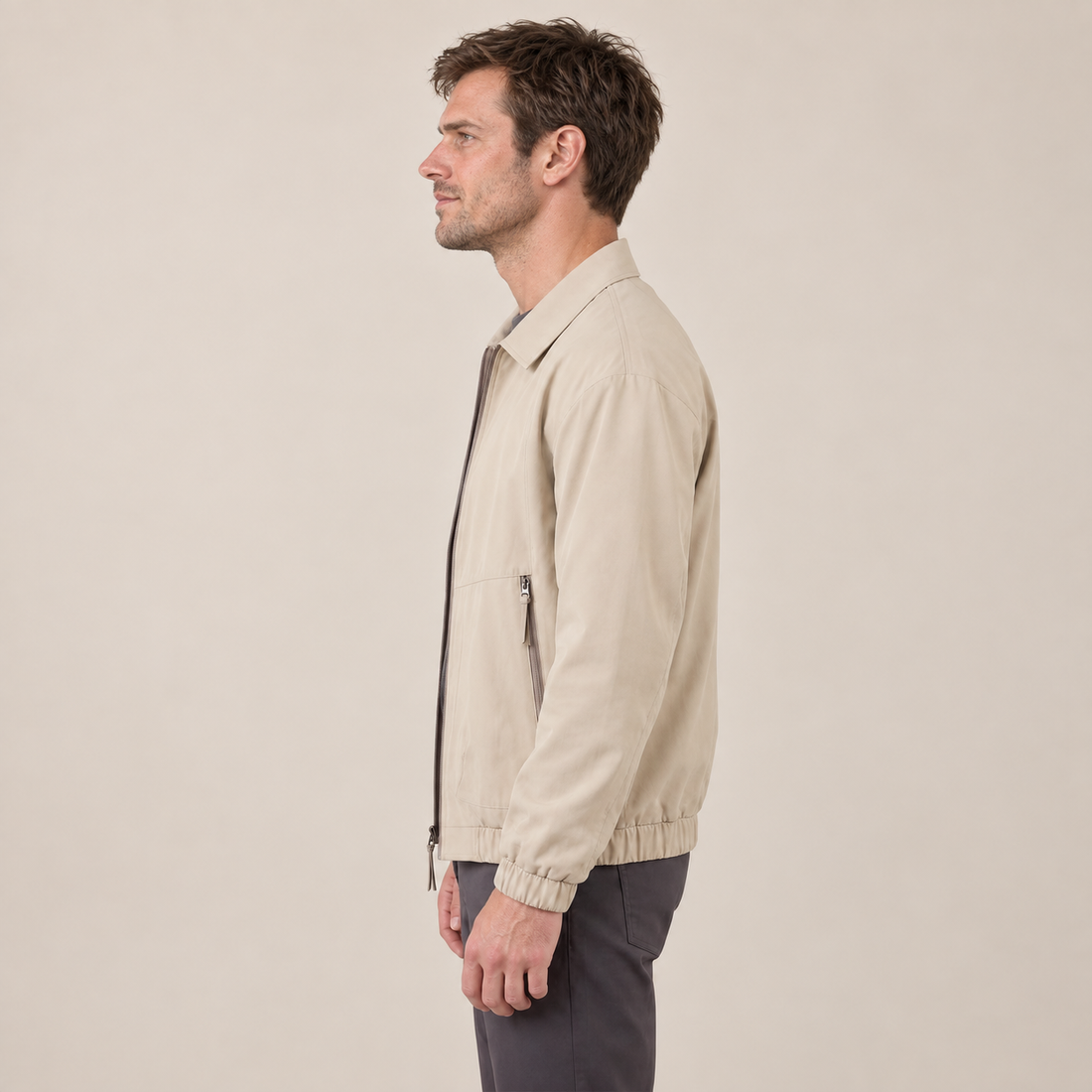 Men's Collared Zip-Through Casual Jacket
