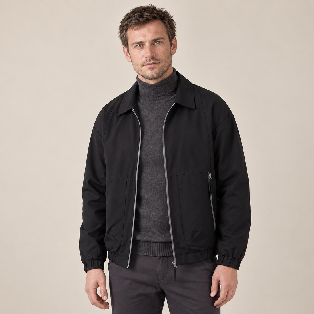 Men's Collared Zip-Through Casual Jacket
