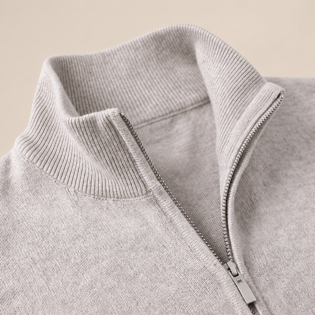Men's V-Neck Half-Zip Sweater
