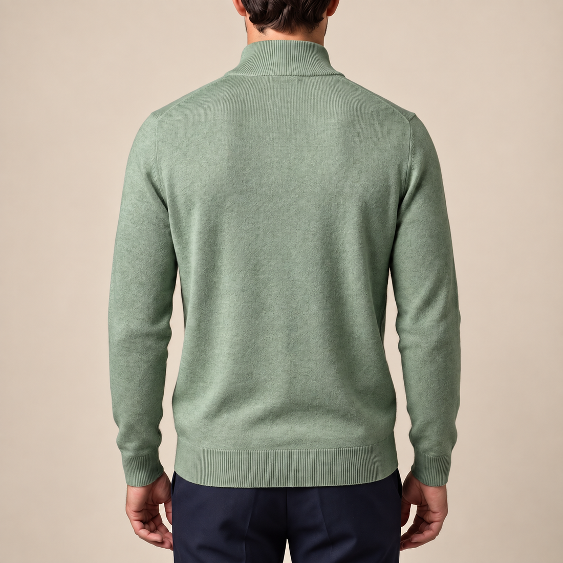 Men's V-Neck Half-Zip Sweater