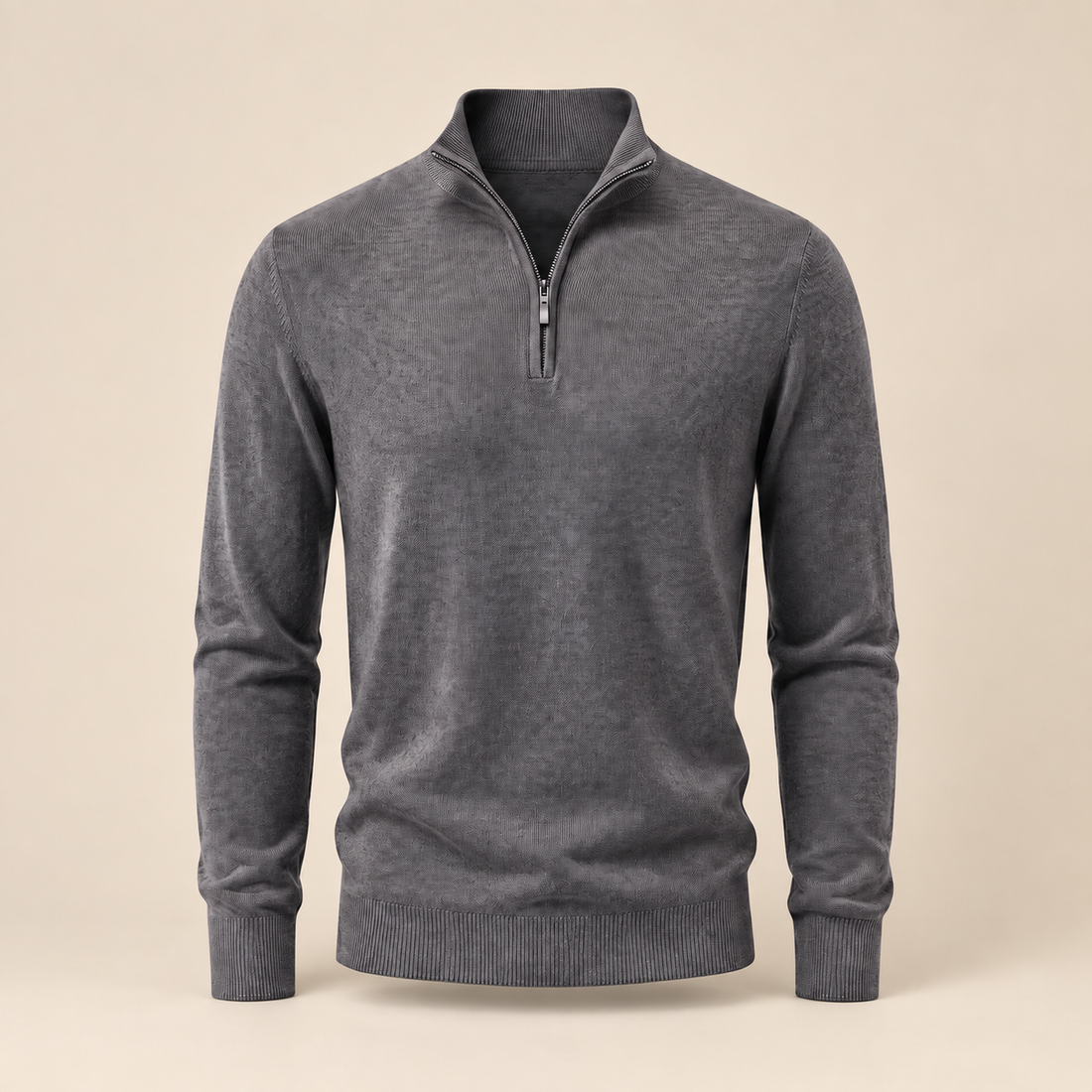 Men's V-Neck Half-Zip Sweater