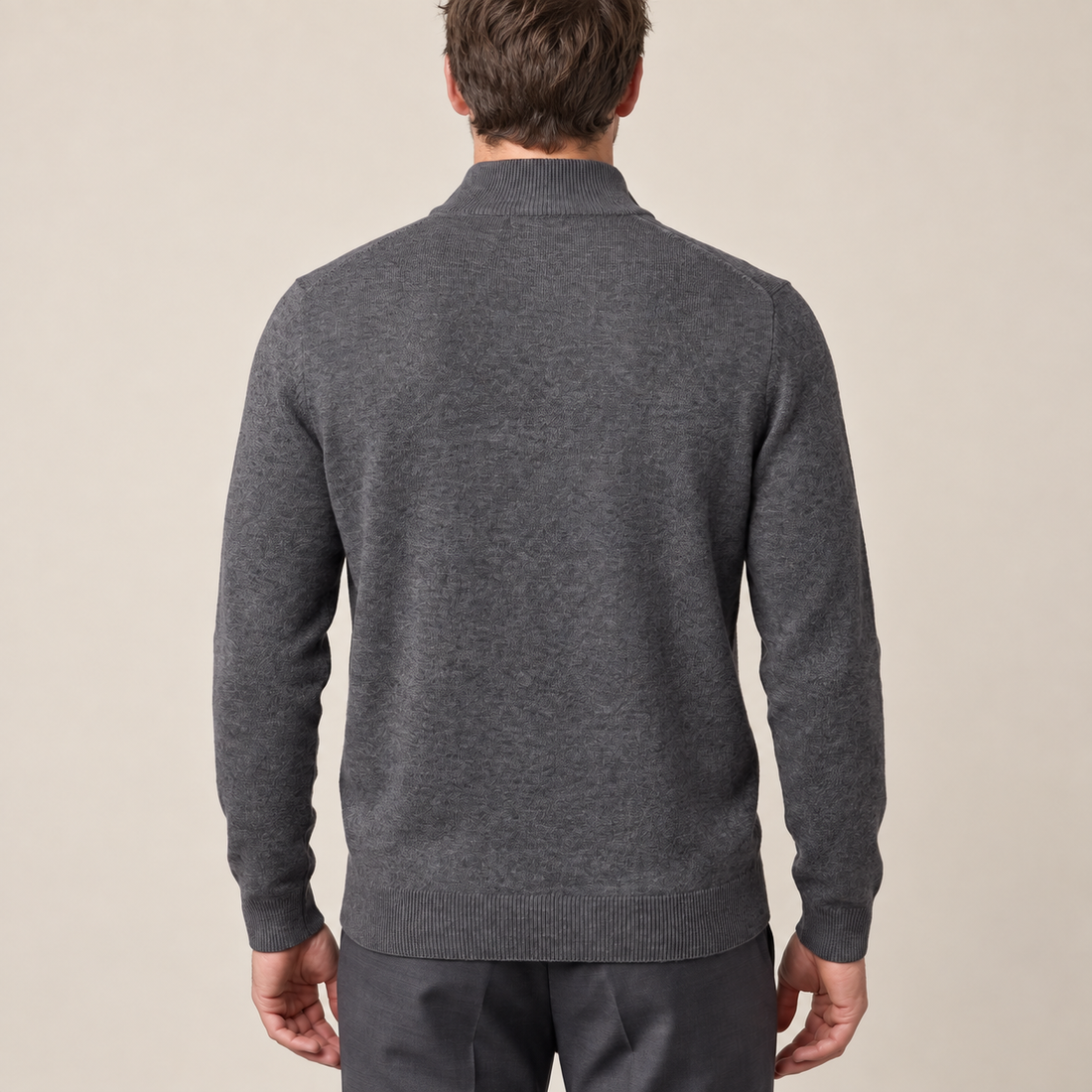 Men's V-Neck Half-Zip Sweater