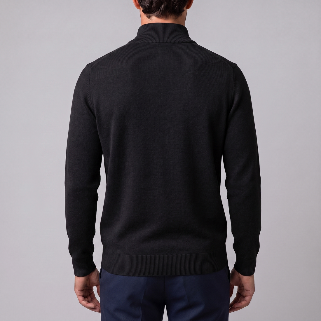 Men's V-Neck Half-Zip Sweater