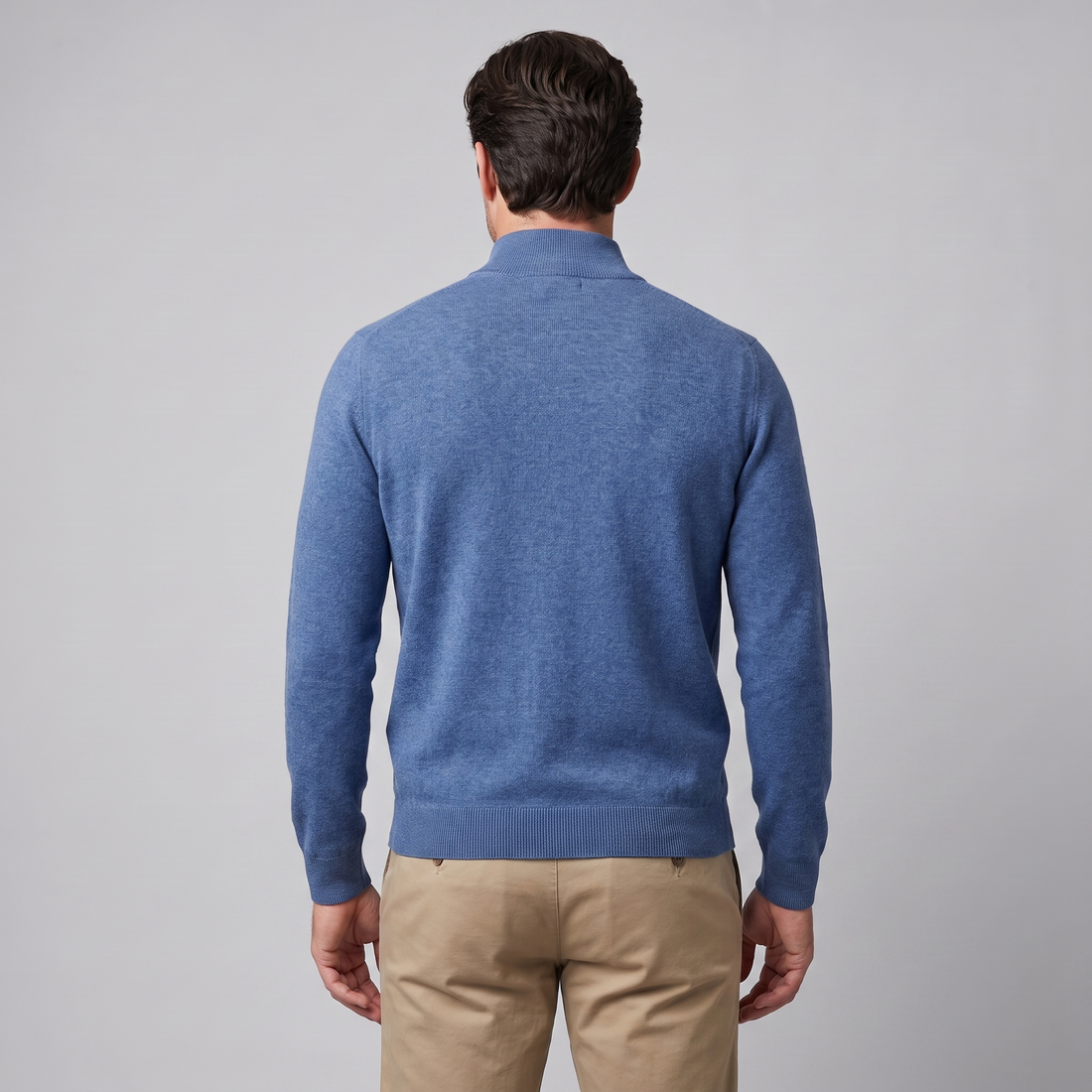 Men's V-Neck Half-Zip Sweater
