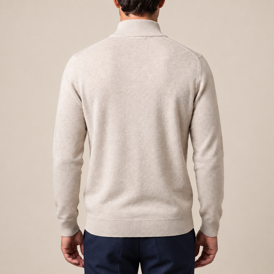 Men's V-Neck Half-Zip Sweater