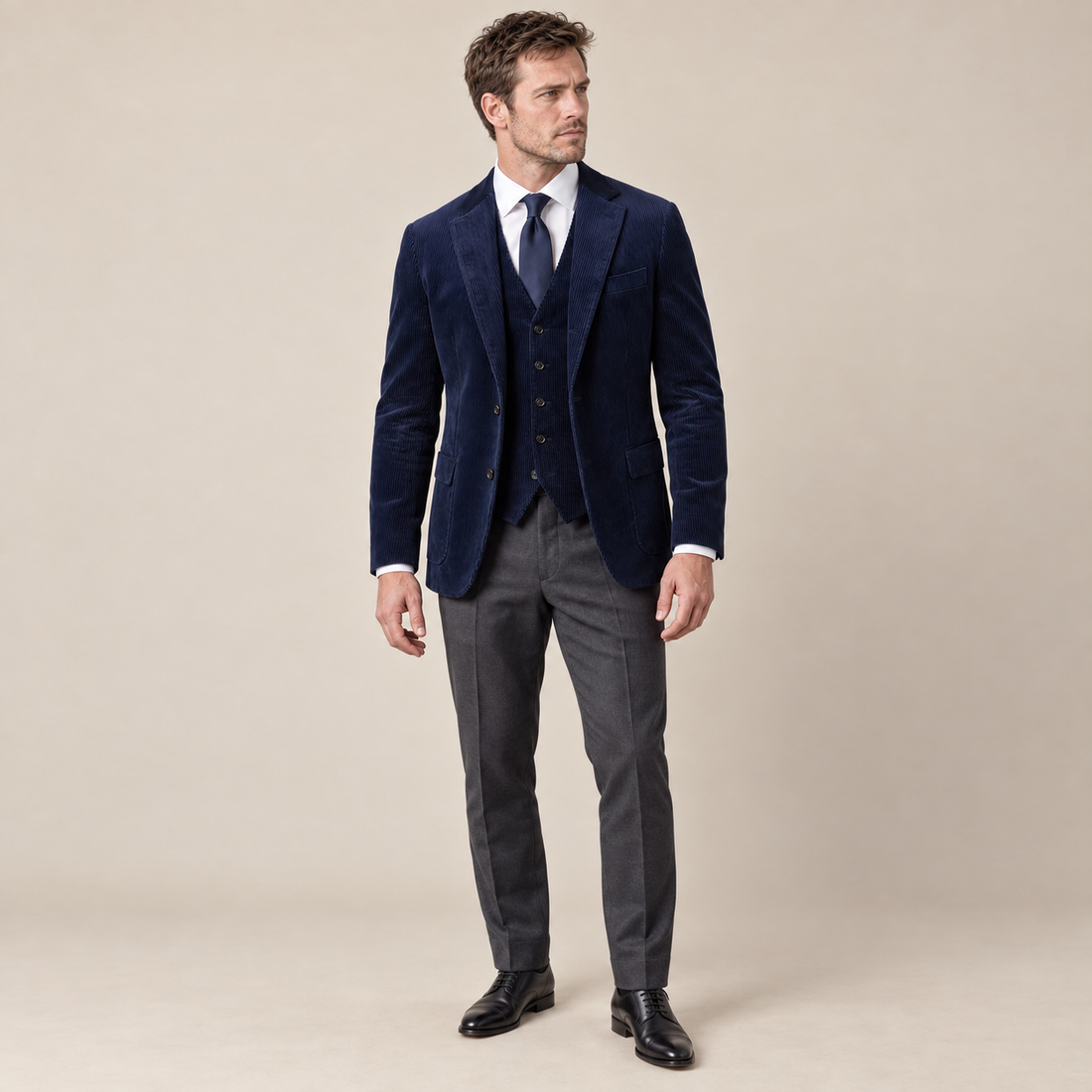 Men's Corduroy Blazer Jacket with Matching Vest