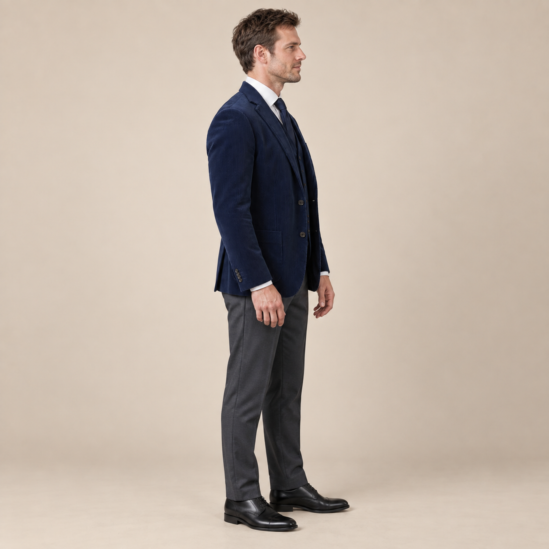 Men's Corduroy Blazer Jacket with Matching Vest