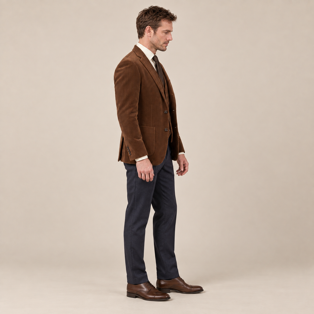 Men's Corduroy Blazer Jacket with Matching Vest