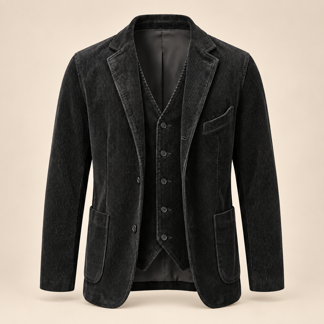 Men's Corduroy Blazer Jacket with Matching Vest