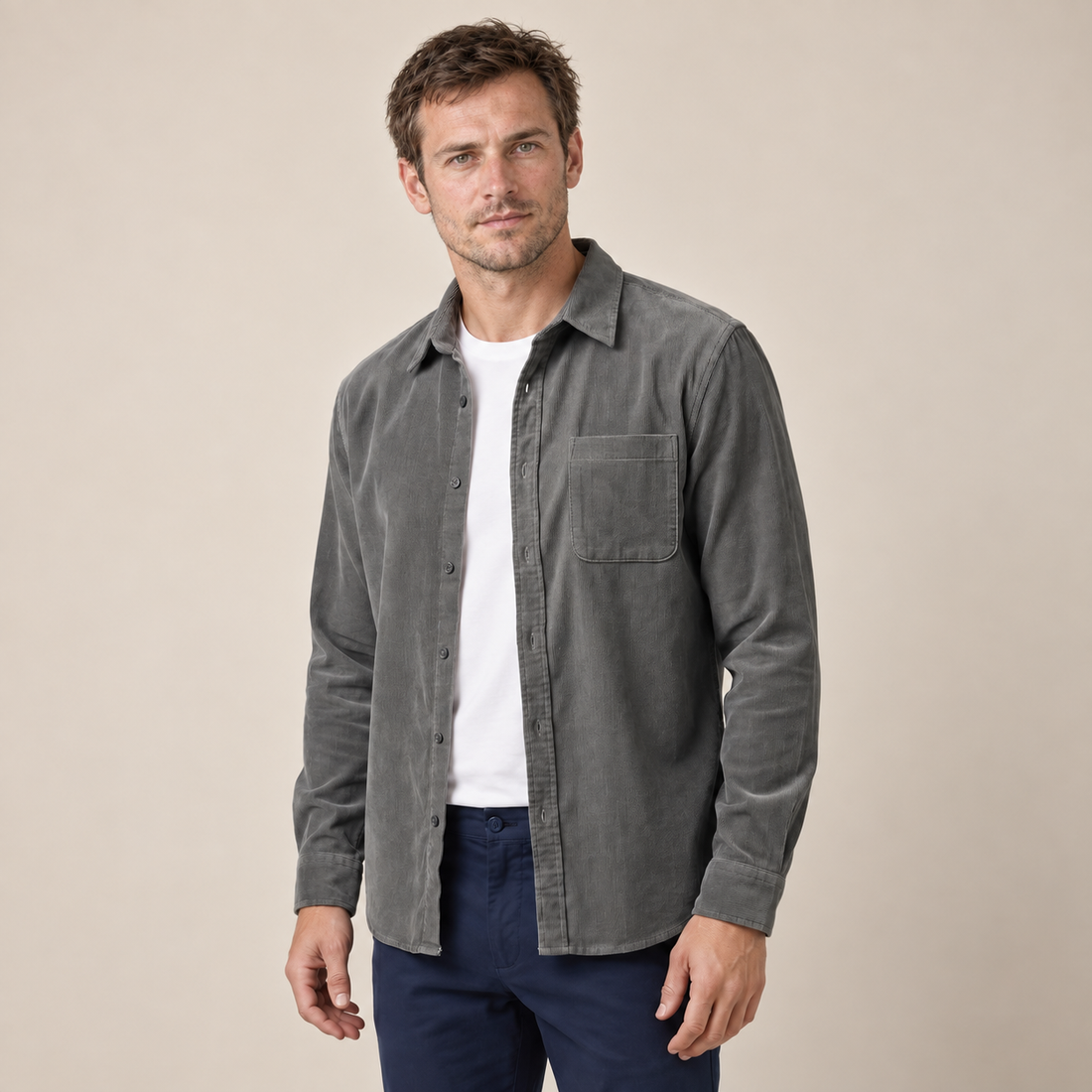 Men's Corduroy Long Sleeve Casual Shirt