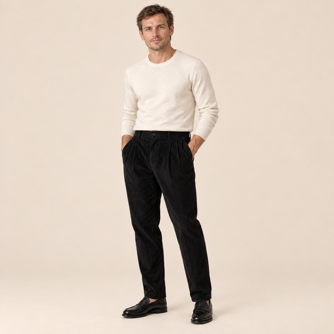Men's Corduroy Pleated Trousers