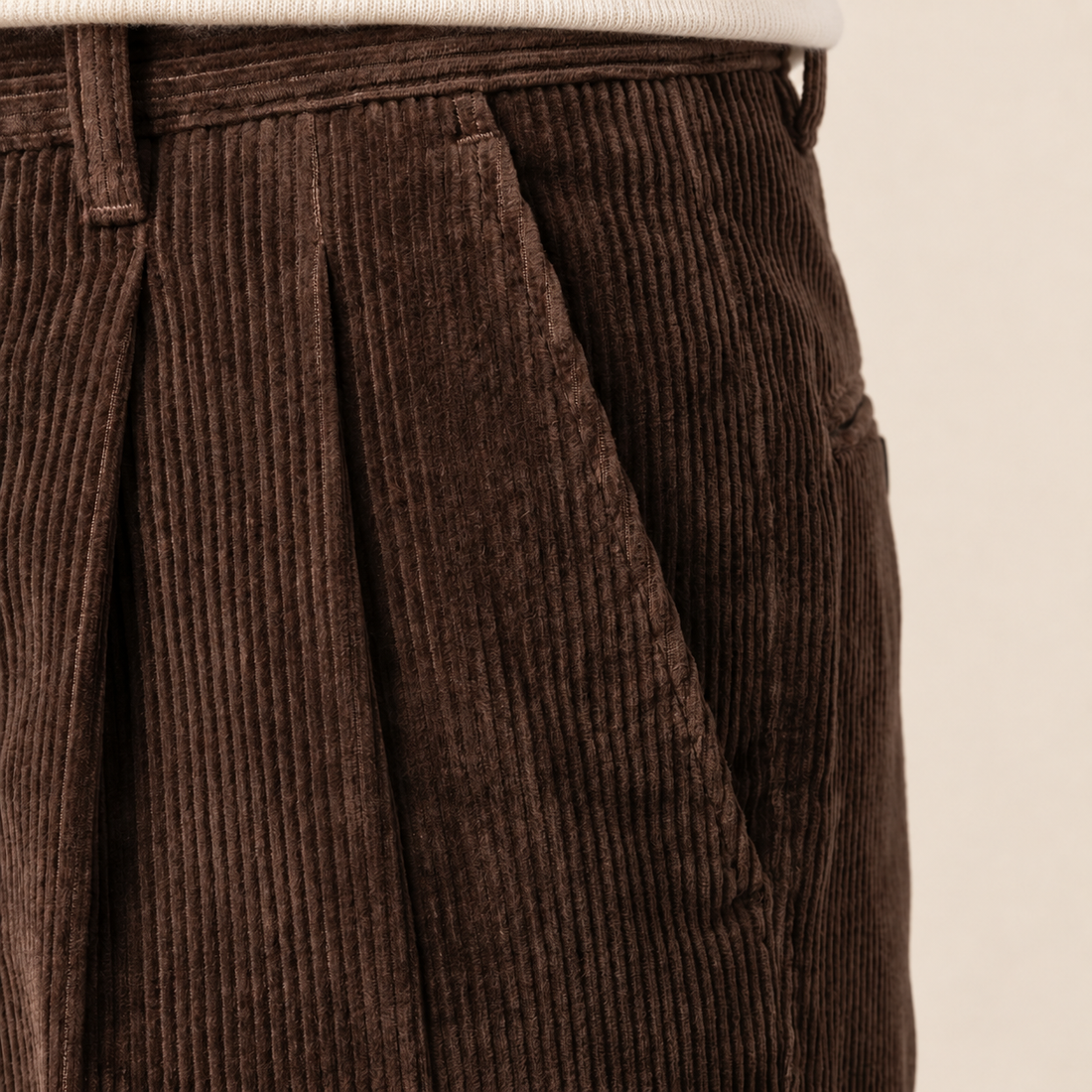 Men's Corduroy Pleated Trousers