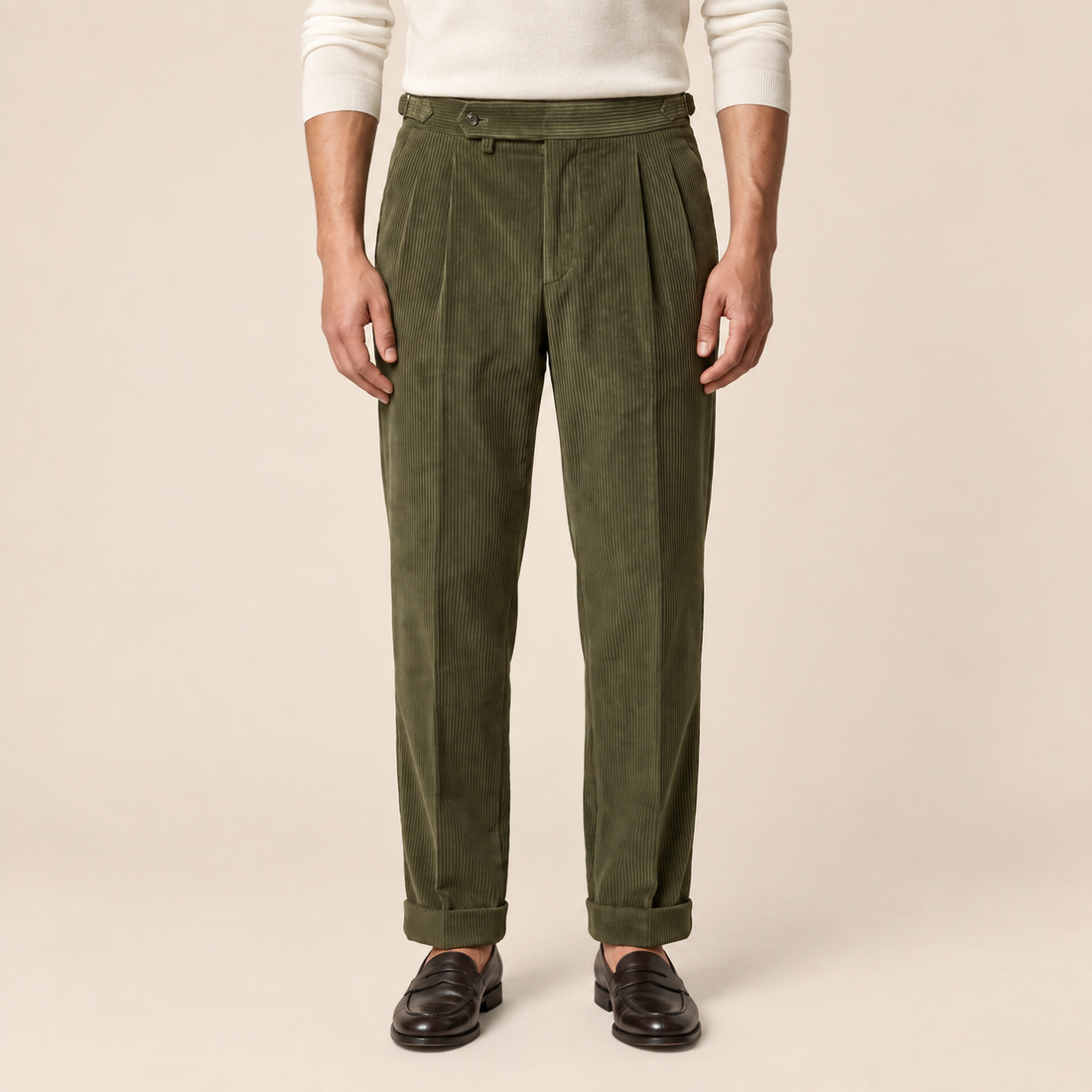 Men's Corduroy Pleated Trousers