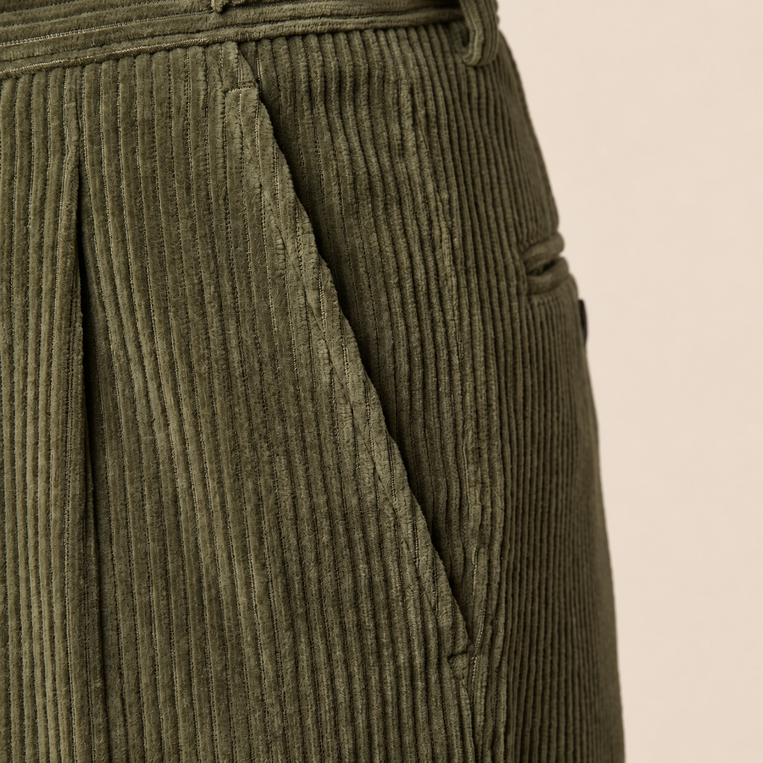 Men's Corduroy Pleated Trousers