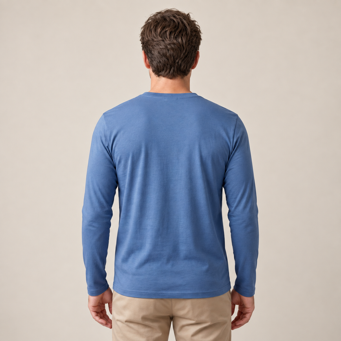 Men's Cotton Blend Long Sleeve Crew Neck Shirt