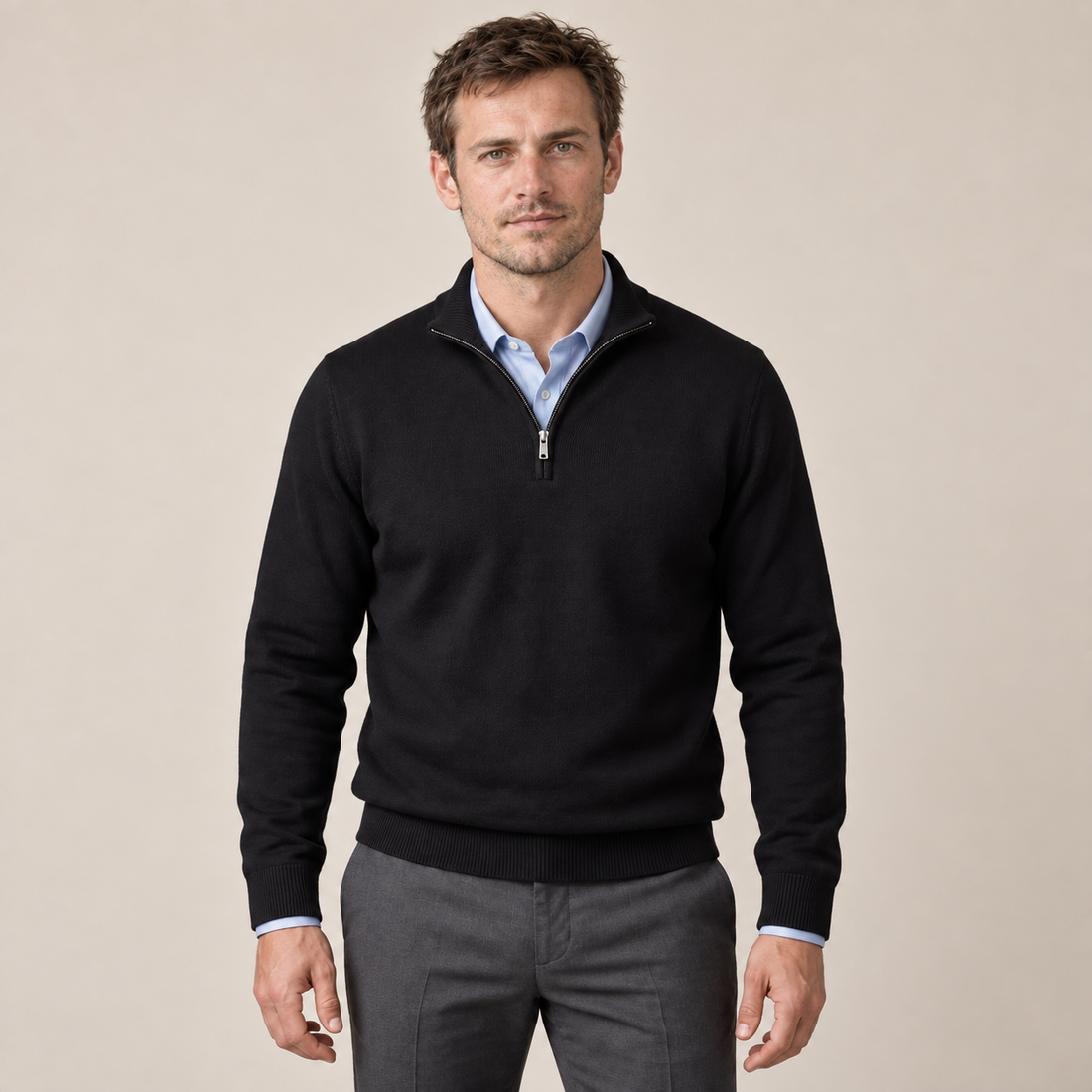 Men's Cotton Half-Zip Sweater