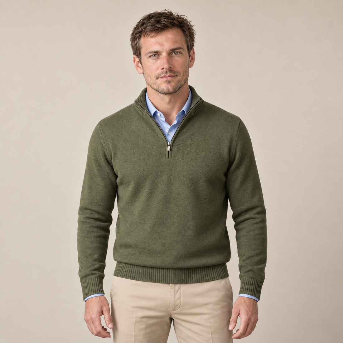 Men's Cotton Half-Zip Sweater