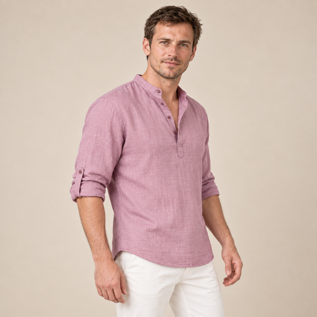 Men's Cotton Popover Henley Shirt