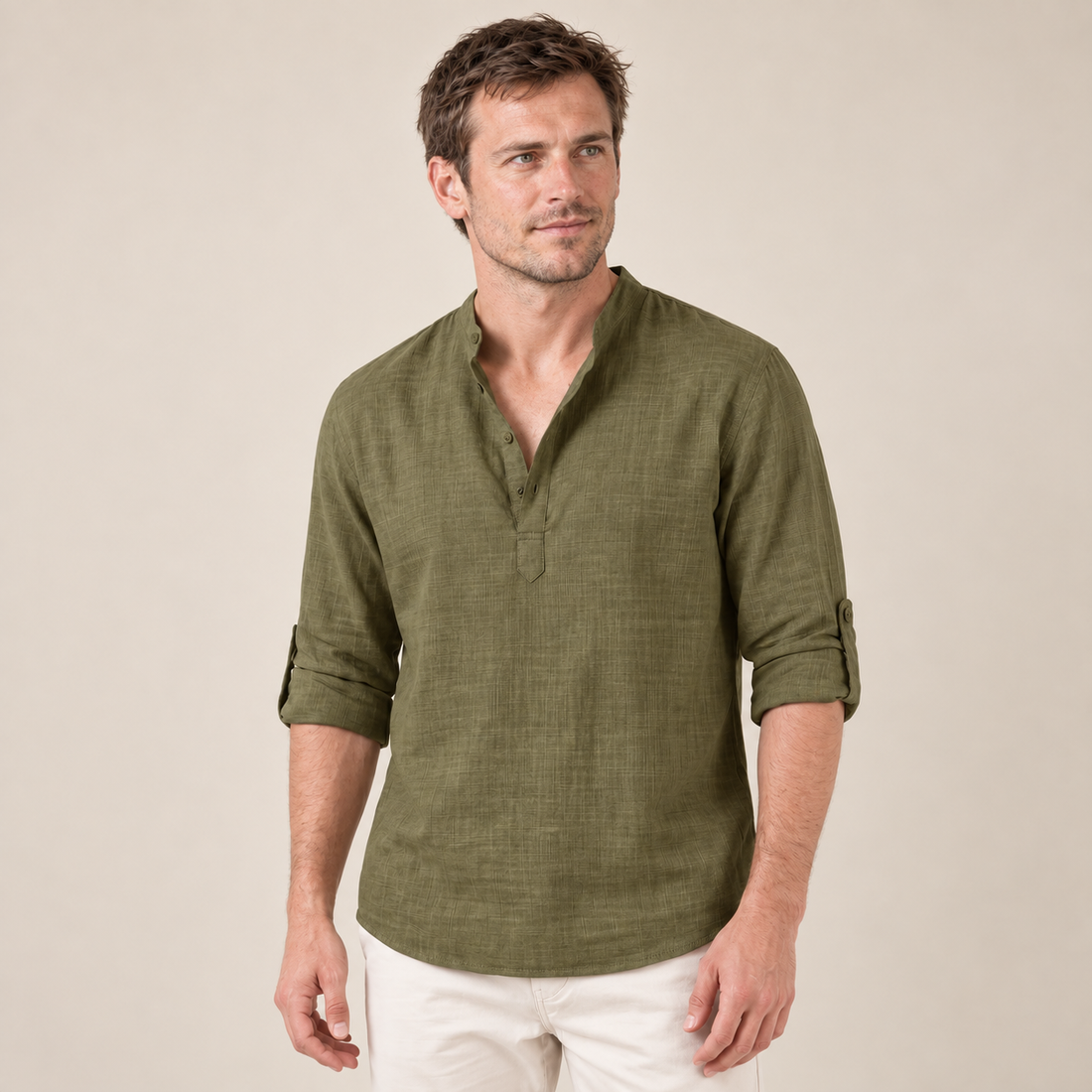 Men's Cotton Popover Henley Shirt
