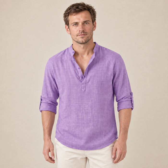Men's Cotton Popover Henley Shirt