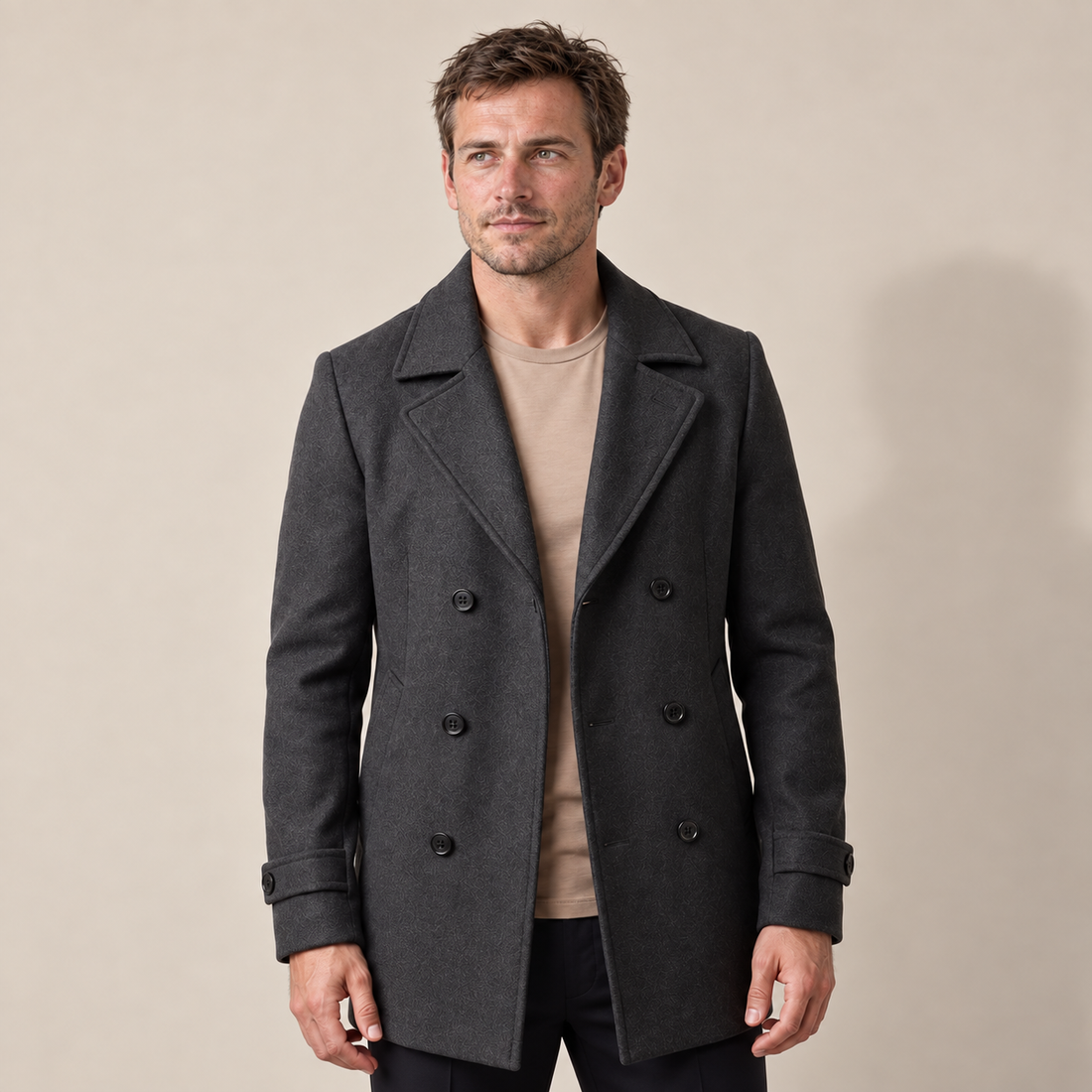 Men's Double-Breasted Overcoat