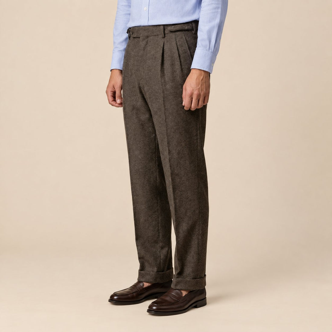 Men's Elegant Pleated Trousers with Side Adjuster