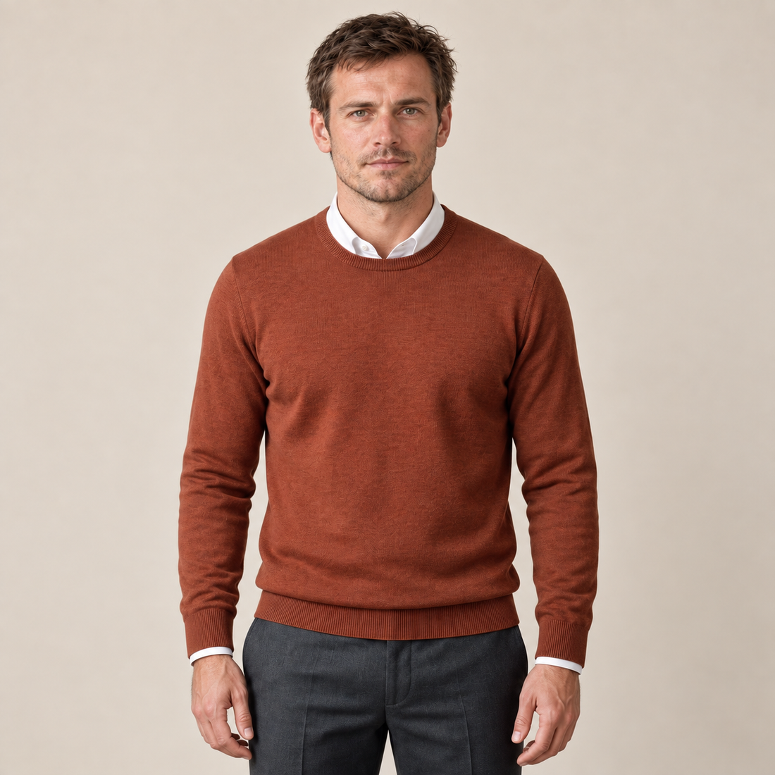 Men's Fine Knit Crew Neck Sweater
