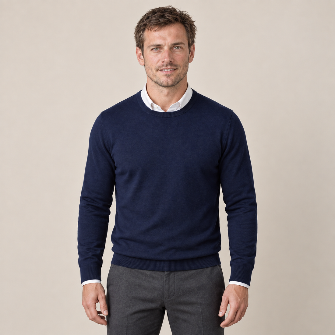Men's Fine Knit Crew Neck Sweater