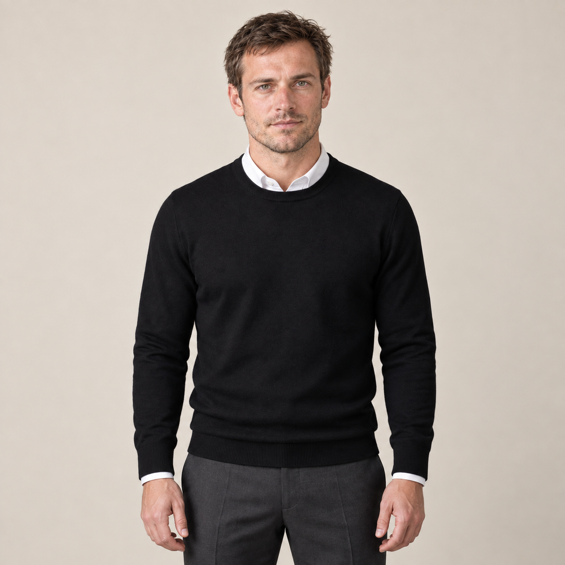 Men's Fine Knit Crew Neck Sweater