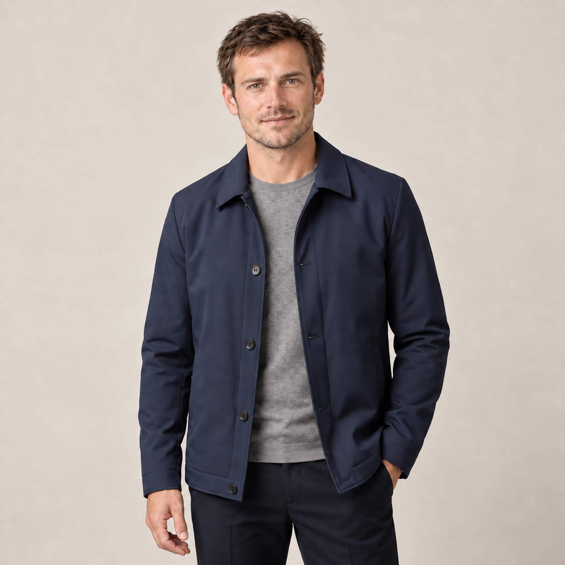Men's Fleece-Lined Shirt Collar Jacket
