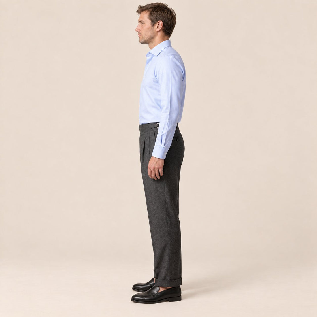 Men's High-Waisted Straight-Leg Trousers