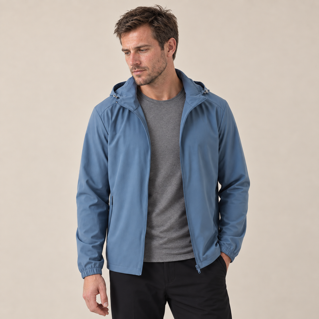 Men's Softshell Jacket with Drawstring Hood