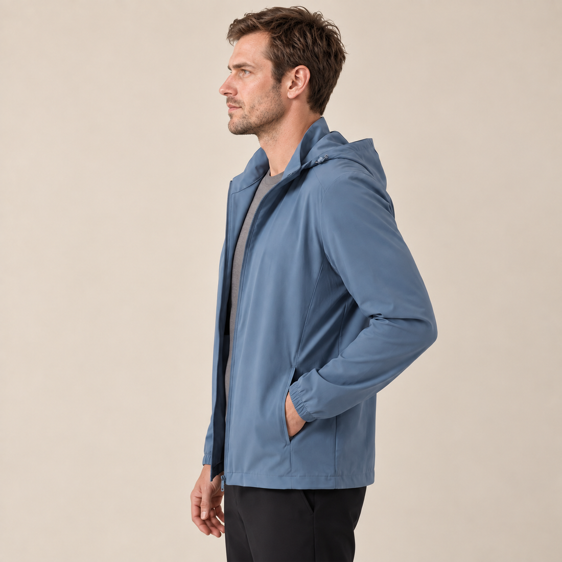 Men's Softshell Jacket with Drawstring Hood