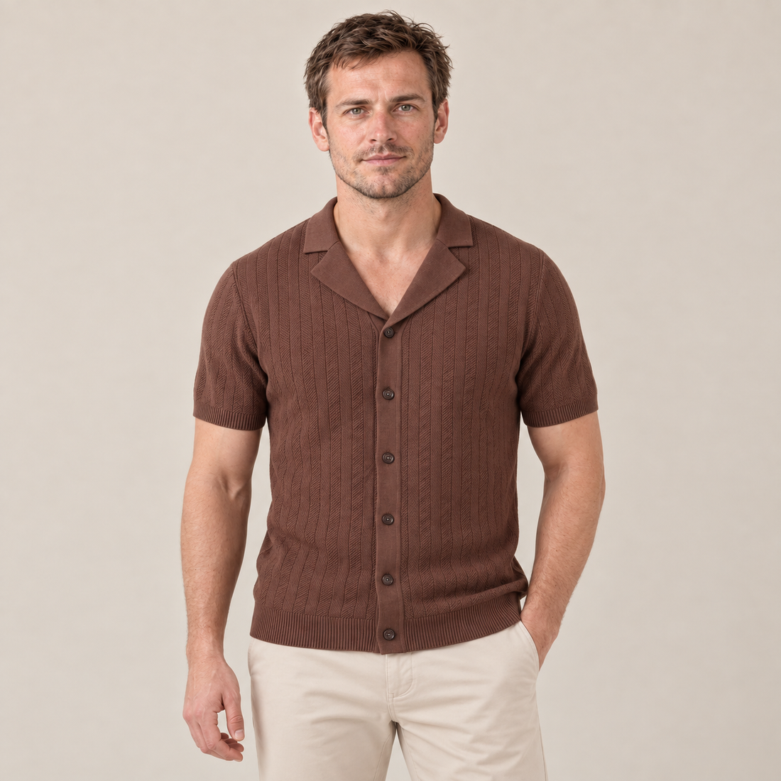 Men's Knit Button Shirt