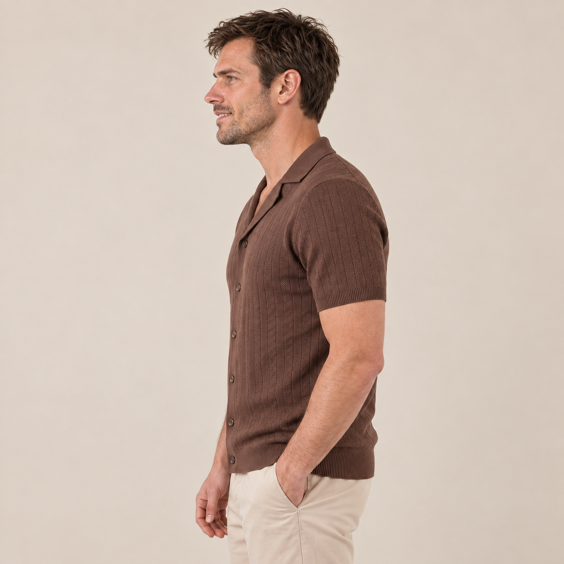 Men's Knit Button Shirt