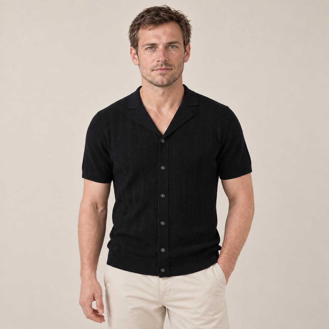 Men's Knit Button Shirt