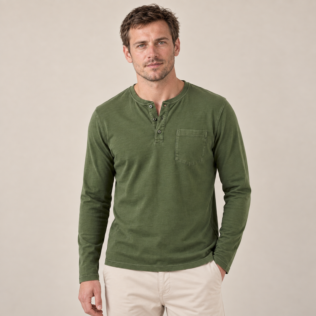 Men's Long Sleeve Henley Shirt