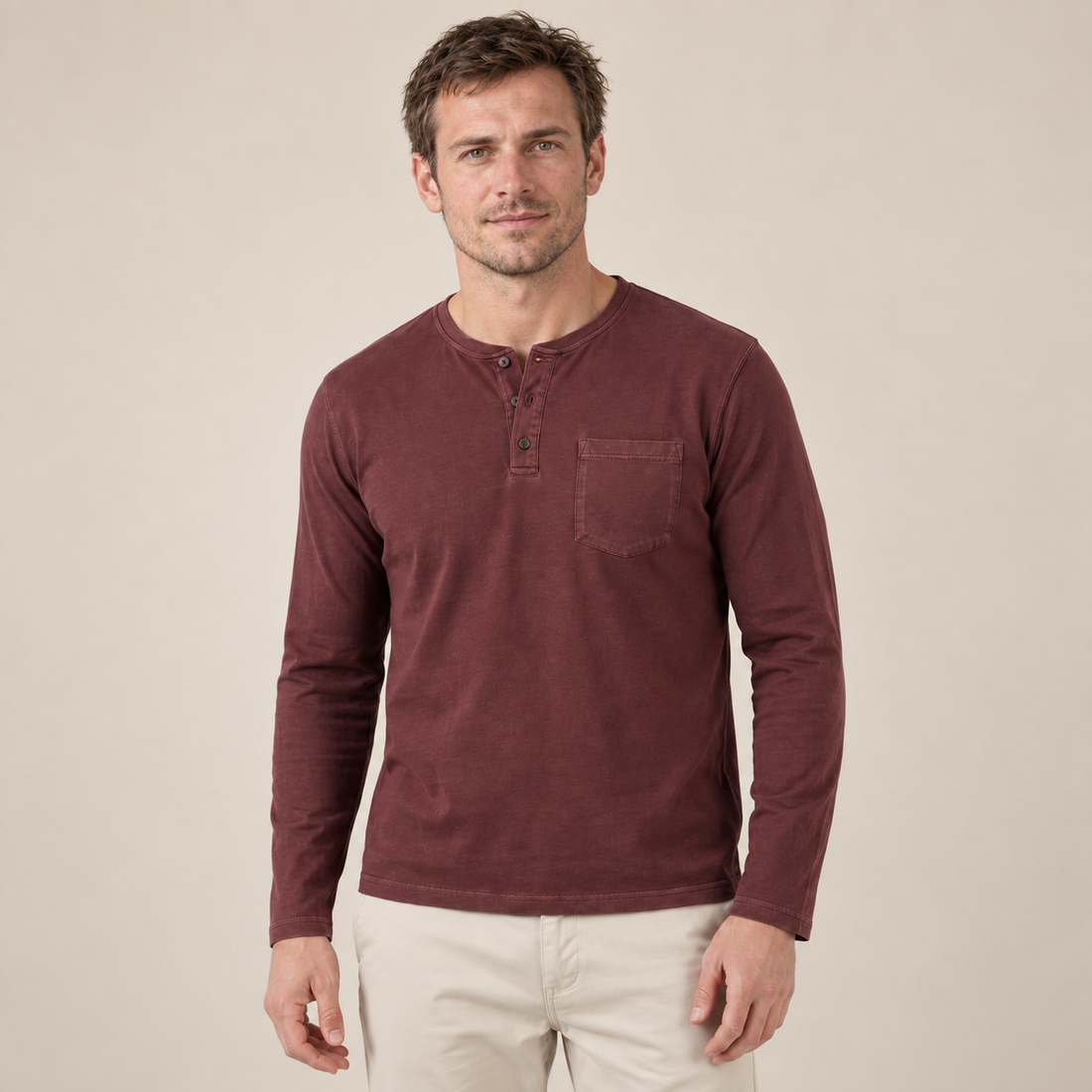 Men's Long Sleeve Henley Shirt