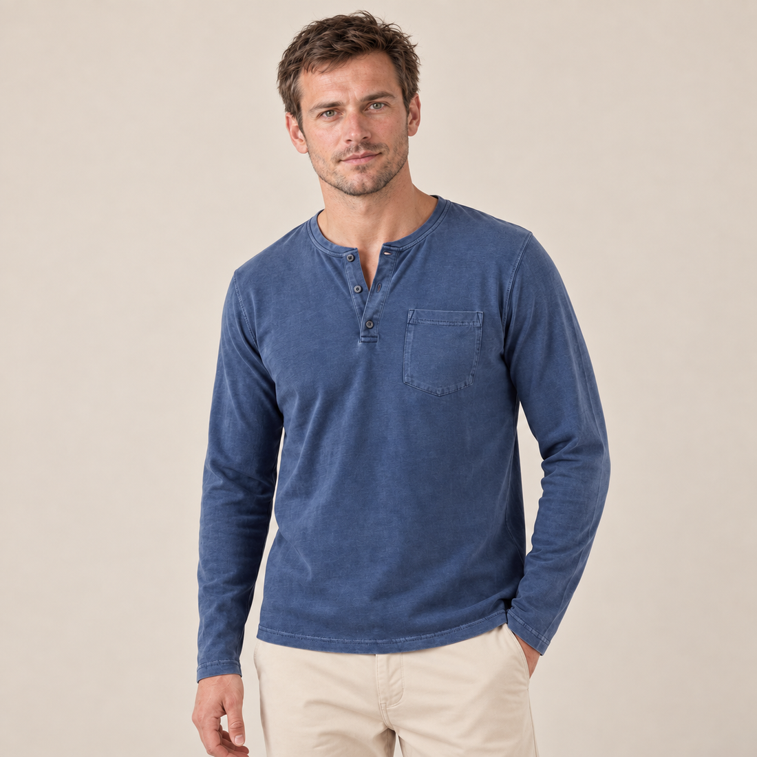 Men's Long Sleeve Henley Shirt