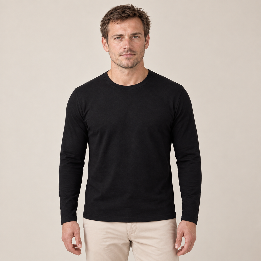 Men's Long-Sleeved Crew Neck Sweater