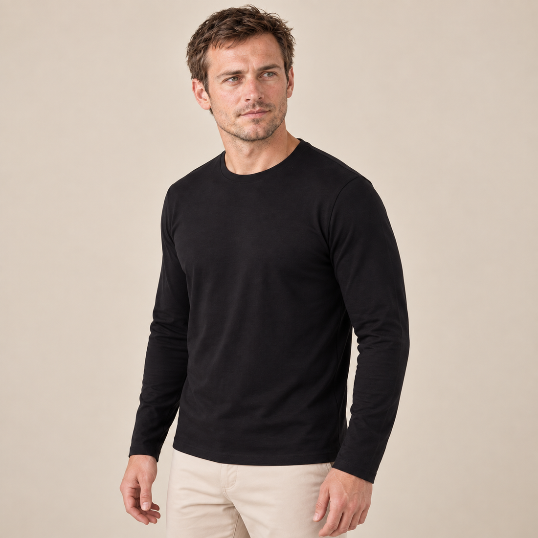 Men's Long-Sleeved Crew Neck Sweater