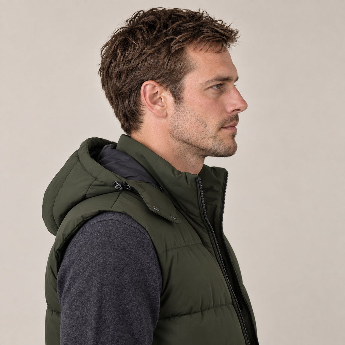 Men's Padded Body Warmer Vest with Hood