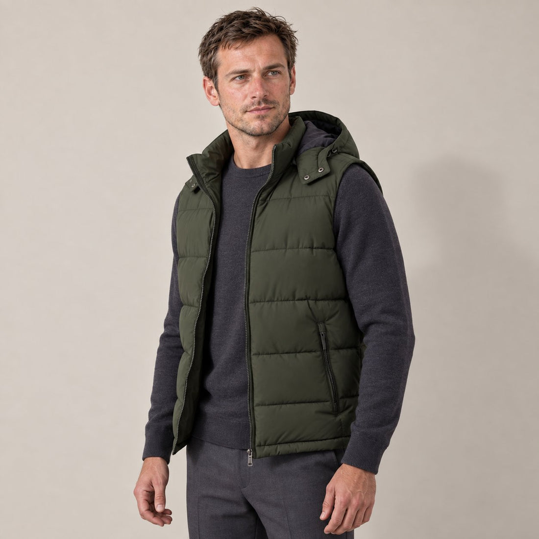 Men's Padded Body Warmer Vest with Hood