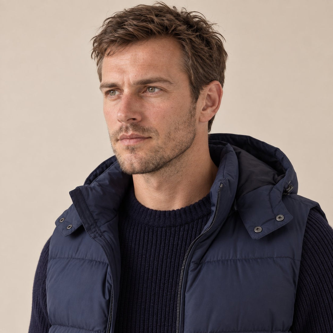 Men's Padded Body Warmer Vest with Hood