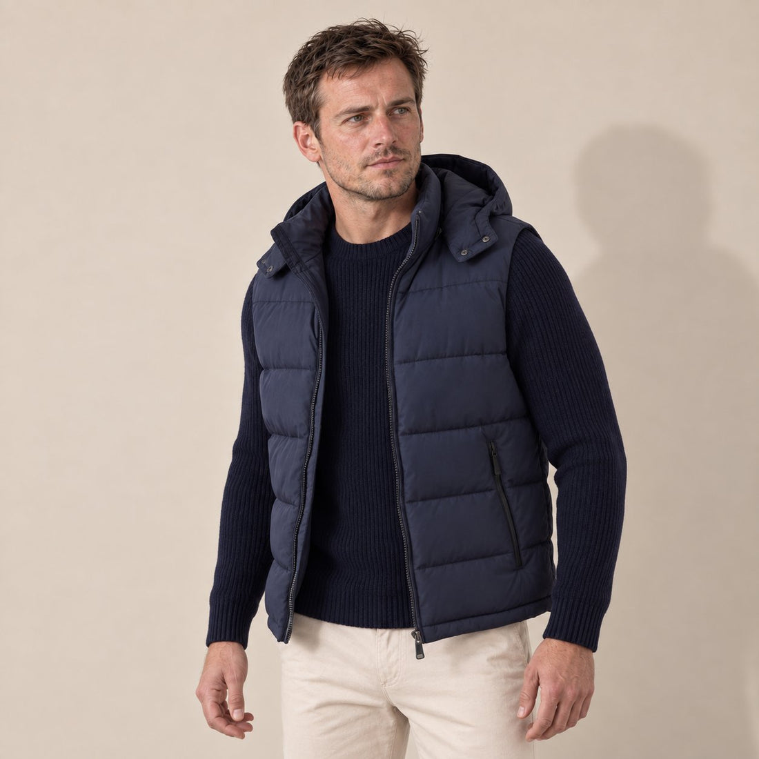 Men's Padded Body Warmer Vest with Hood